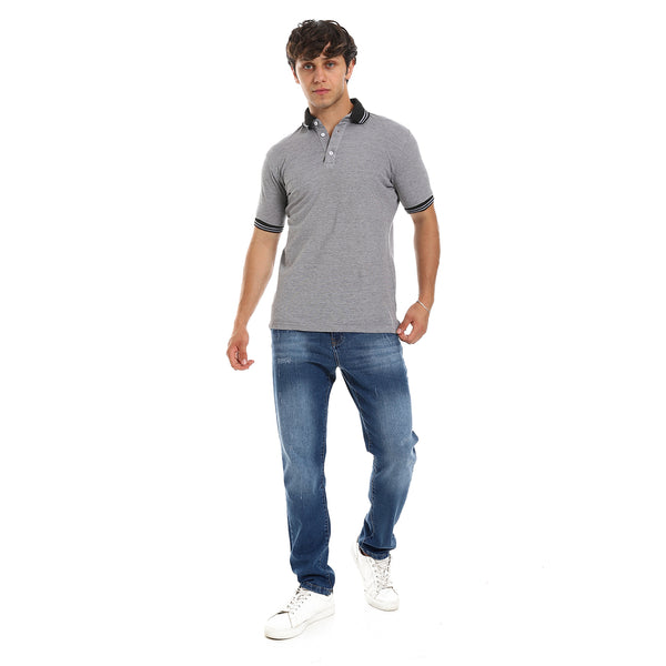Pique Short Sleeves Heather Grey Polo Shirt