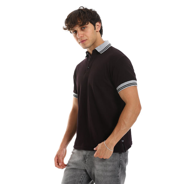 Light Collar & Sleeves Band Polo - Black & Grey