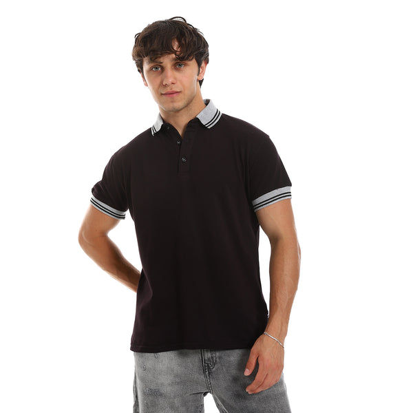 Light Collar & Sleeves Band Polo - Black & Grey