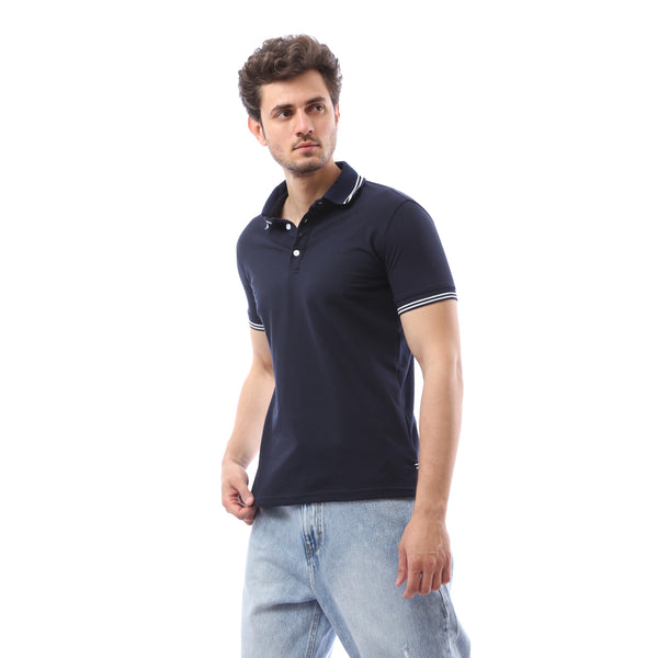 Regular Fit  Buttoned Polo Shirt - Blue