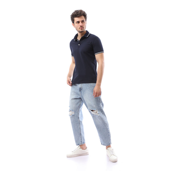 Regular Fit  Buttoned Polo Shirt - Blue