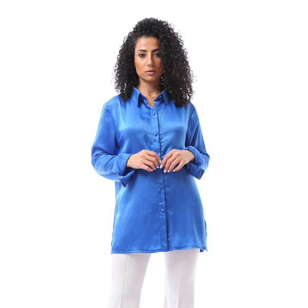 Shiny Stan Buttoned Shirt - Royal Blue