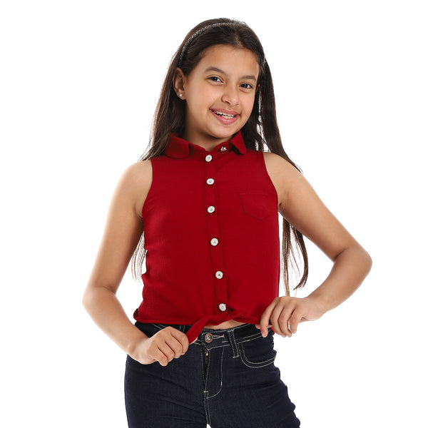 tie-able_lace_sleeveless_textured_shirt_-_burgundy