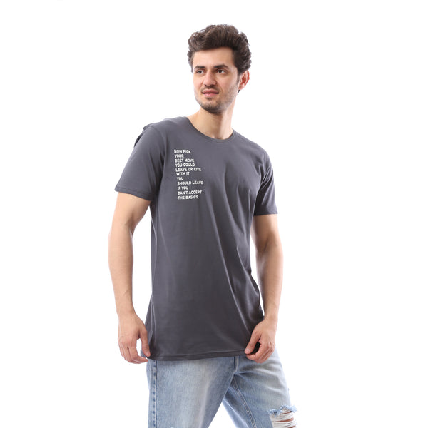 Slip On Summer Printed T-Shirt - Dark Grey