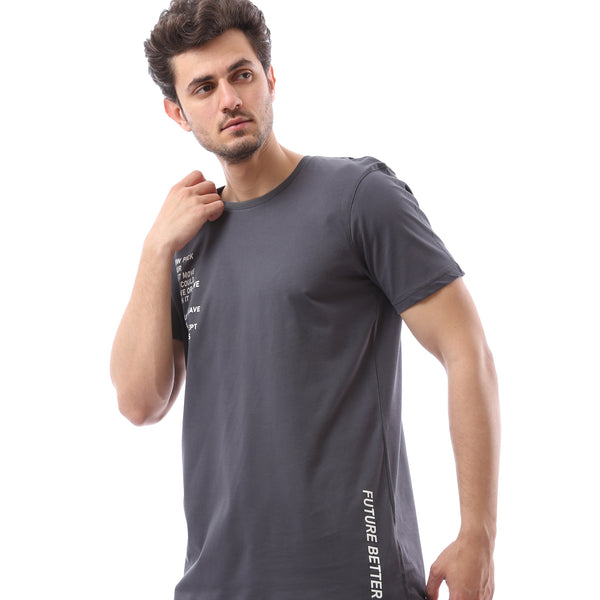 Slip On Summer Printed T-Shirt - Dark Grey