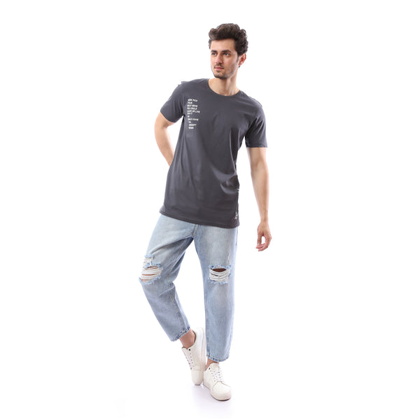 Slip On Summer Printed T-Shirt - Dark Grey