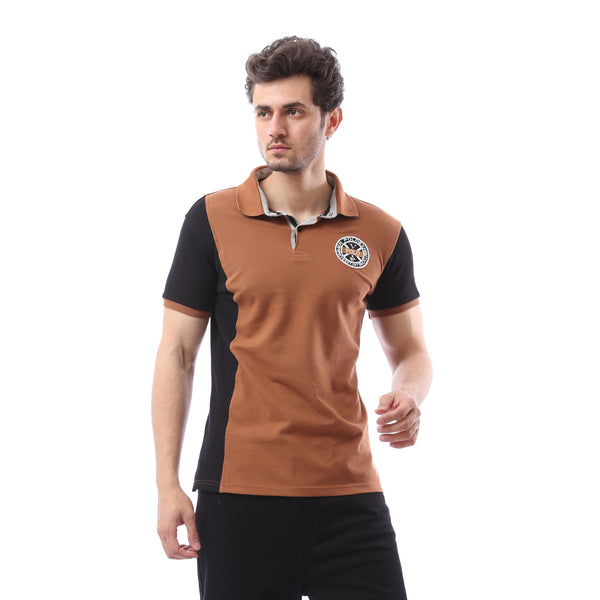 printed_buttoned_closure_polo_shirt_-_brown