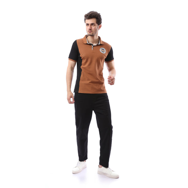 printed_buttoned_closure_polo_shirt_-_brown
