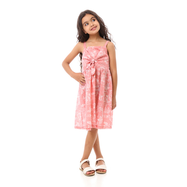 Girls Floral  Dress With Square Neck -Cashmere