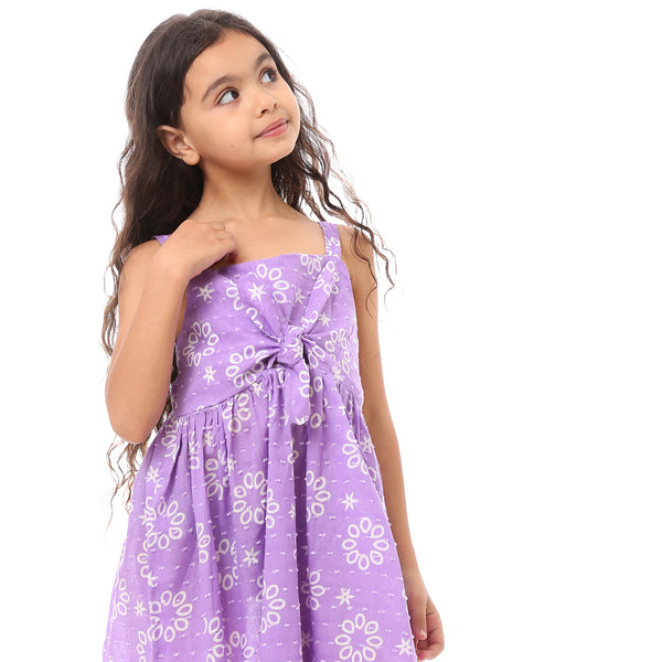 Girls Floral  Sleeveless Dress - Light Purple