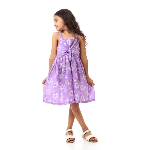 Girls Floral  Sleeveless Dress - Light Purple