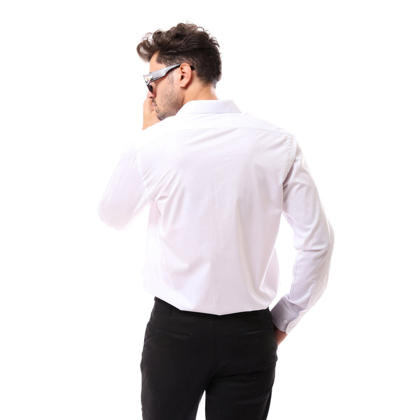 Regular Fit White Solid Buttoned Shirt