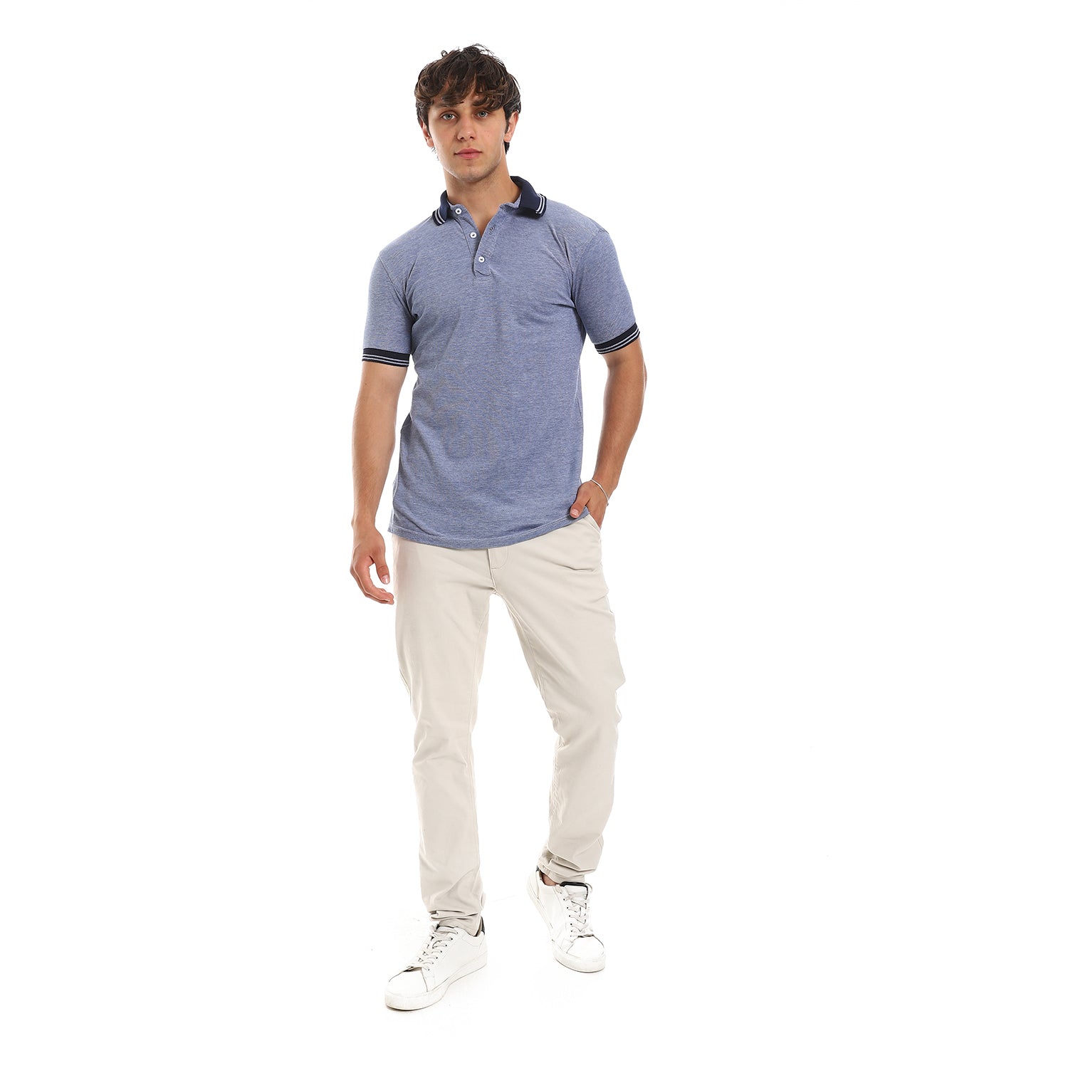 Andoraeg heather_blue_turn_down_collar_polo_shirt – Andora