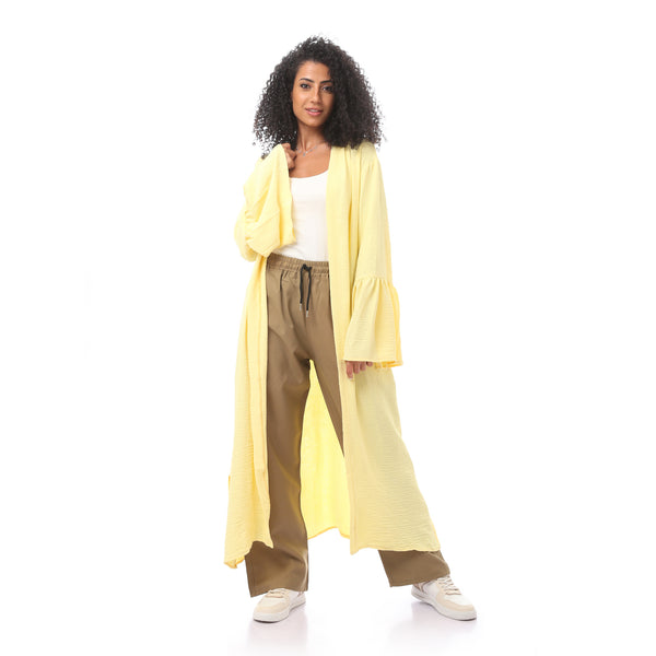 Yellow Slip On Open Neckline Cardigan
