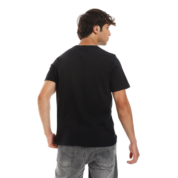 Black Tee With Chest Pockets & Round Neck