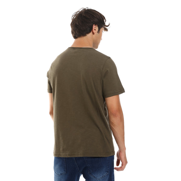 Chest Pocket Slip On Heather Olive Cotton Tee