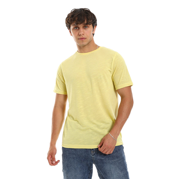 Hips Length Round Neck Tee - Heather Yellow