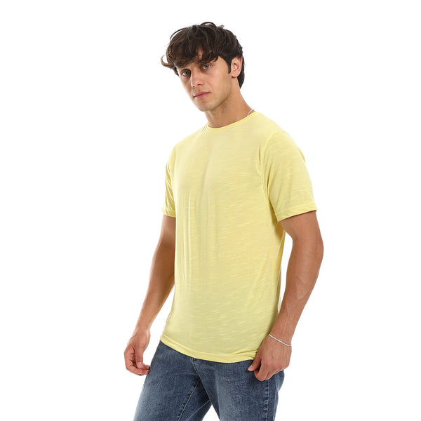 Hips Length Round Neck Tee - Heather Yellow