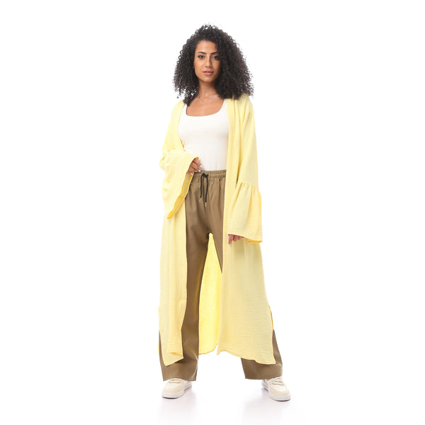 Slip On Brown Baggy Pants With Elastic Waist