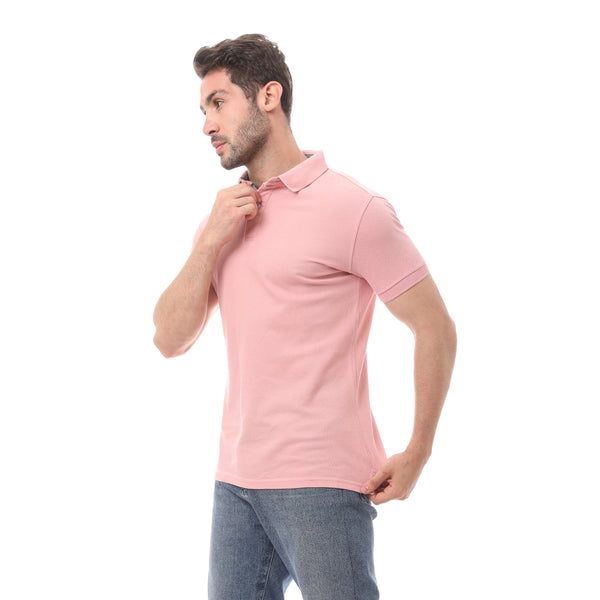 Solid Cotton Rose Buttoned Polo Shirt