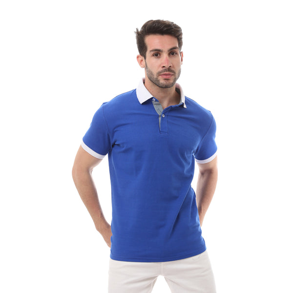 Royal Blue Solid Cotton Summer Polo Shirt