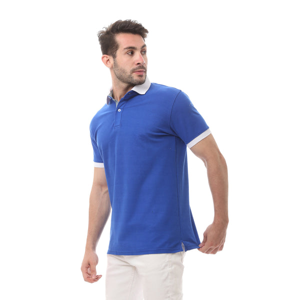Royal Blue Solid Cotton Summer Polo Shirt