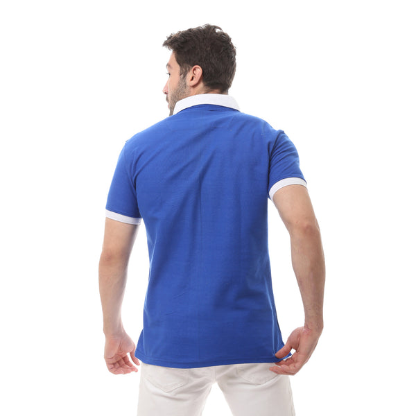 Royal Blue Solid Cotton Summer Polo Shirt