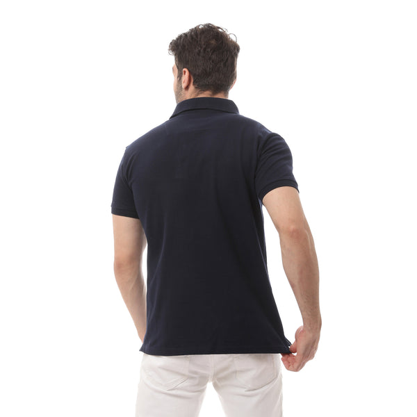 Navy Blue Cotton Short Sleeve Polo Shirt