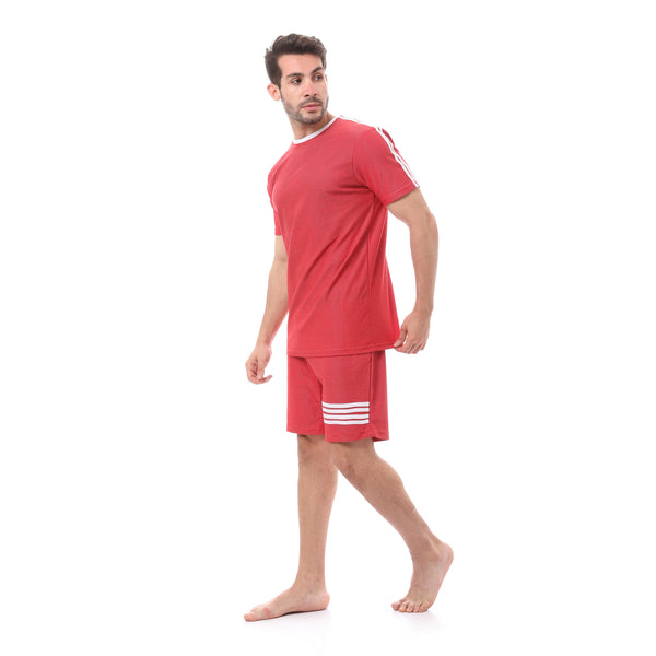 Red Striped Comfy Tee & Shorts Set