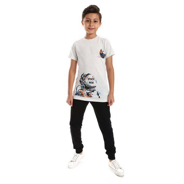 Printed Slip On Heather Boys Tee
