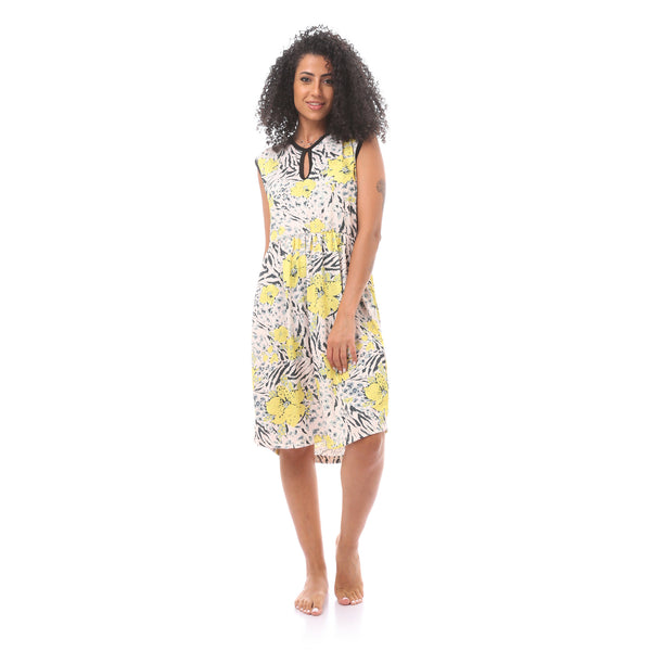 Floral Yellow Slip On Sleep Shirt