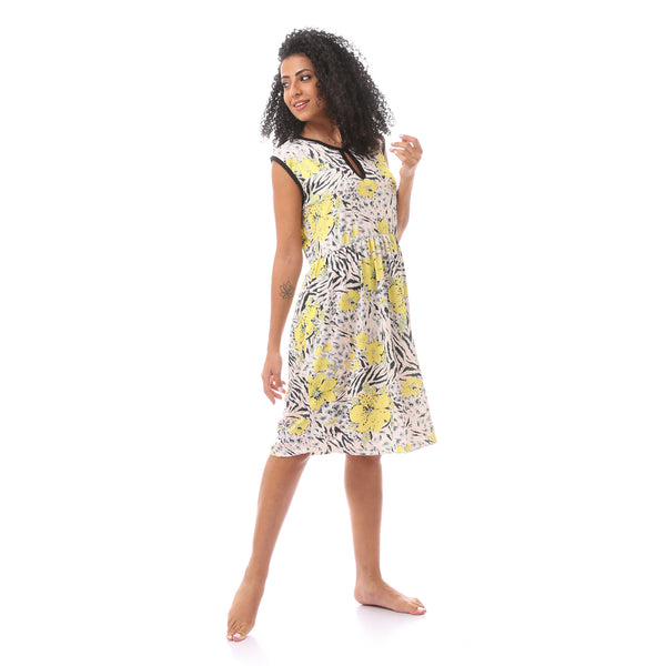 Floral Yellow Slip On Sleep Shirt