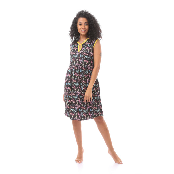 Butterfly Pattern Black Slip On Sleep Shirt