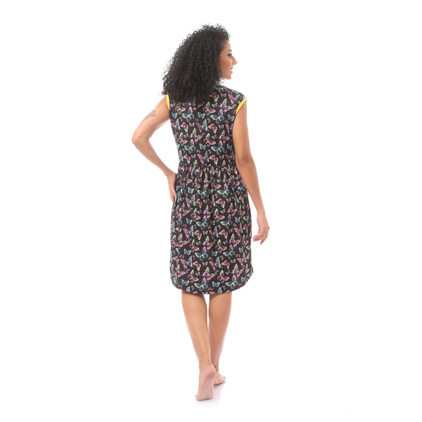 Butterfly Pattern Black Slip On Sleep Shirt