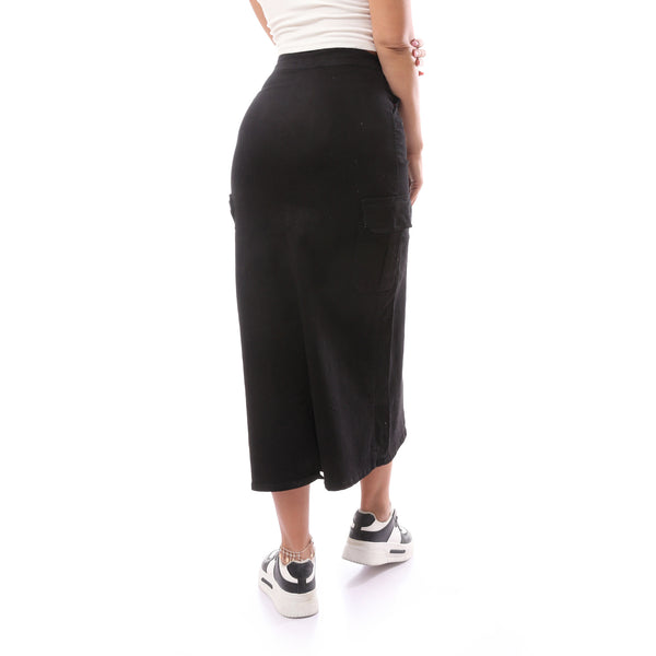 Black Cotton Cargo skirt