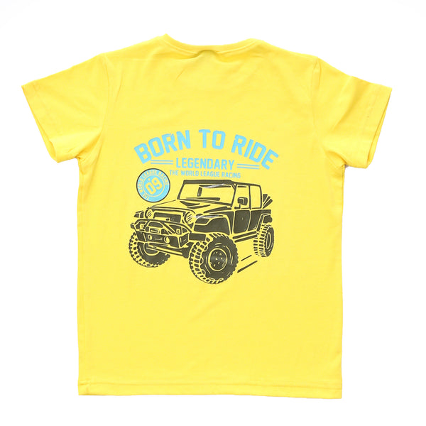 Yellow Printed Slip On Boys Tee