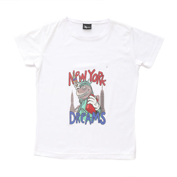 White Printed Slip On Boys Tee