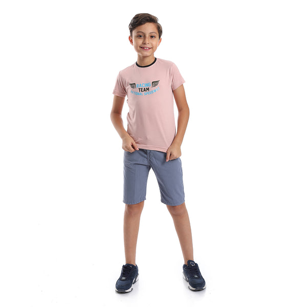 Printed Pattern Front And Back Short Sleeves Boys T-Shirt - Kashmir