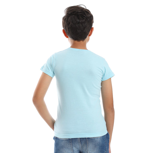 Printed Pattern Short Sleeves Boys T-Shirt - Light Blue