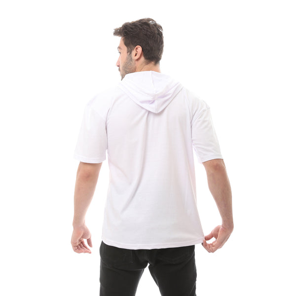 Hooded White Solid Slip On Tee