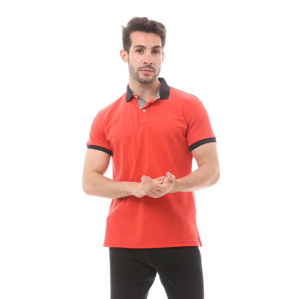 Solid Red Cotton Comfortable Polo Shirt