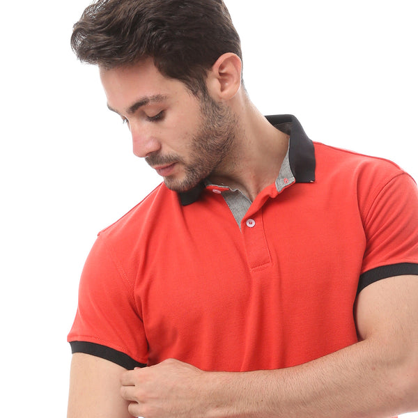 Solid Red Cotton Comfortable Polo Shirt