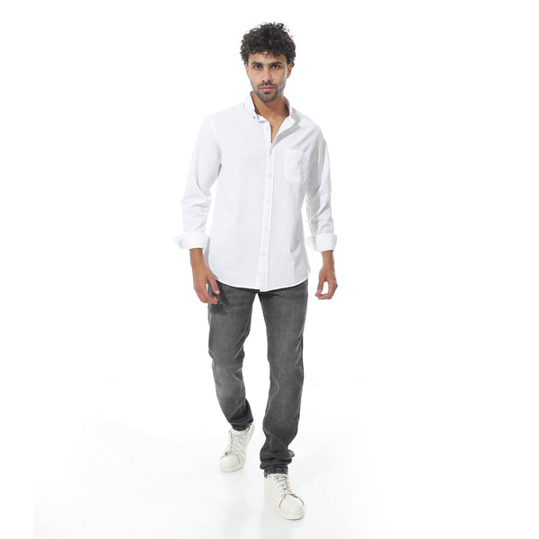 Buttoned_Long_Sleeves_Shirt_With_Side_Pocket_-_White