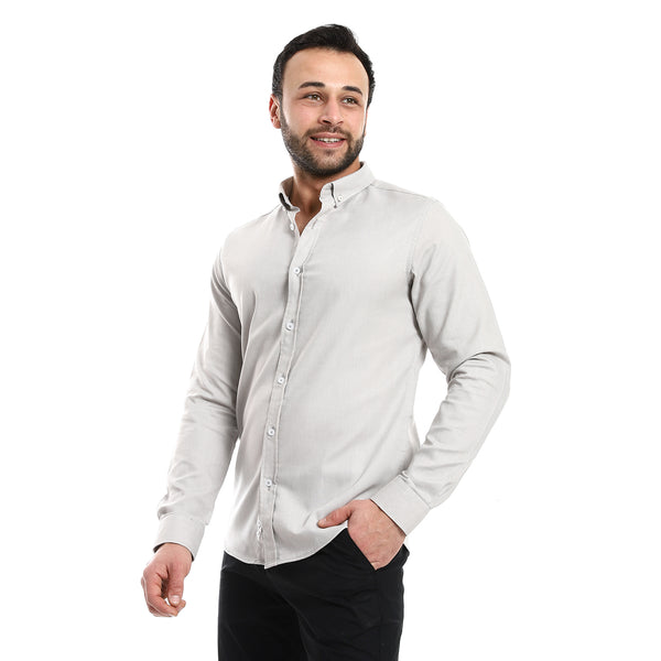Light Grey Full Front Buttons Closure Men Shirt