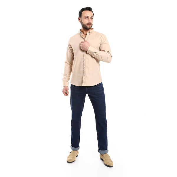 Long Sleeves Casual Button Down Shirt - Heather Beige