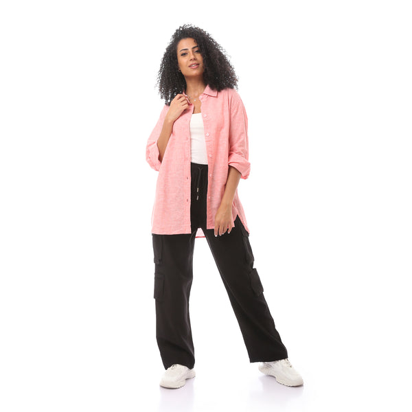 Light Pink Long Sleeve Cotton Blouse