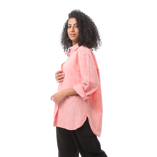 Light Pink Long Sleeve Cotton Blouse