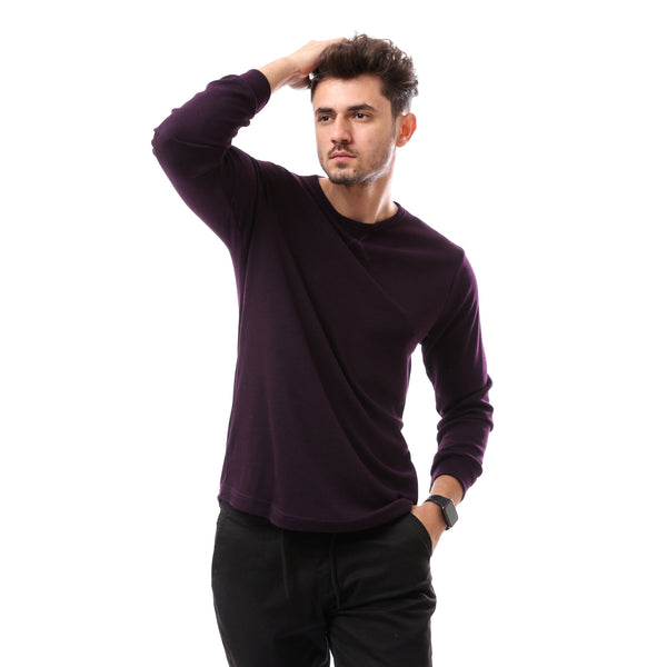 Purple Slip On Round Neck Pullover