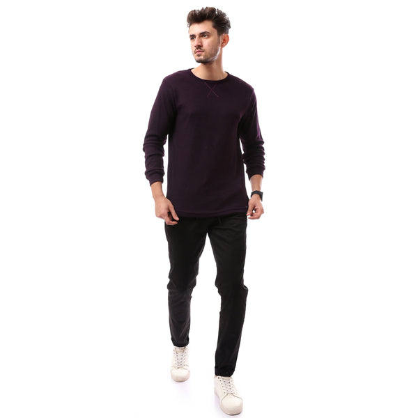 Purple Slip On Round Neck Pullover