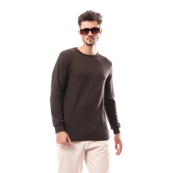 Brown Slip On Knitted Winter Pullover